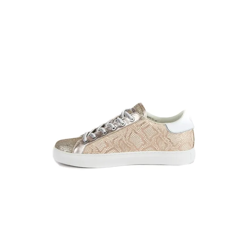 SNEAKER IN PELLE STAMPA RETTILE DETTAGLI LAMINATI, GOLD