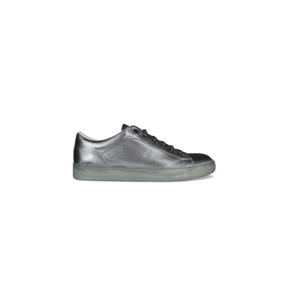 Sneakers in Pelle Grigio Metallizzato