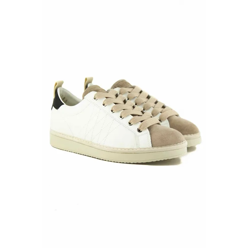 SNEAKERS IN VERA PELLE E SUEDE, BIANCO