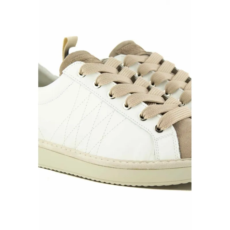 SNEAKERS IN VERA PELLE E SUEDE, BIANCO