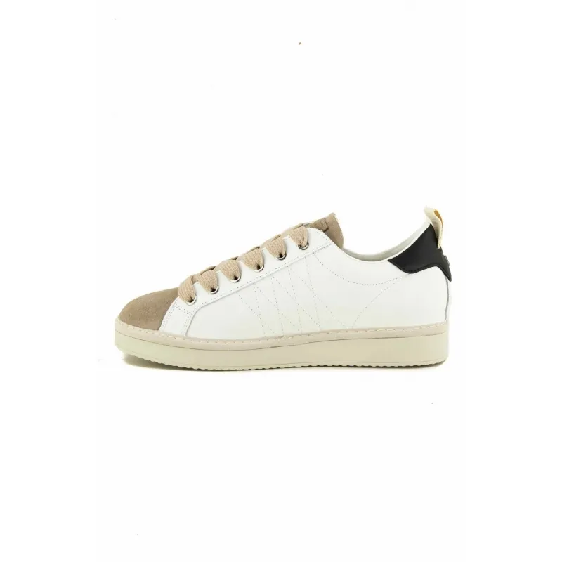 SNEAKERS IN VERA PELLE E SUEDE, BIANCO