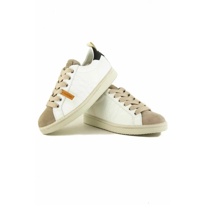 SNEAKERS IN VERA PELLE E SUEDE, BIANCO