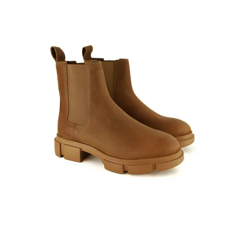 STIVALETTO DONNA IN PELLE, COGNAC