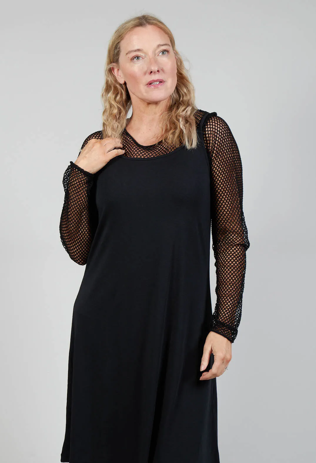 Strappy Jersey Dress in Black