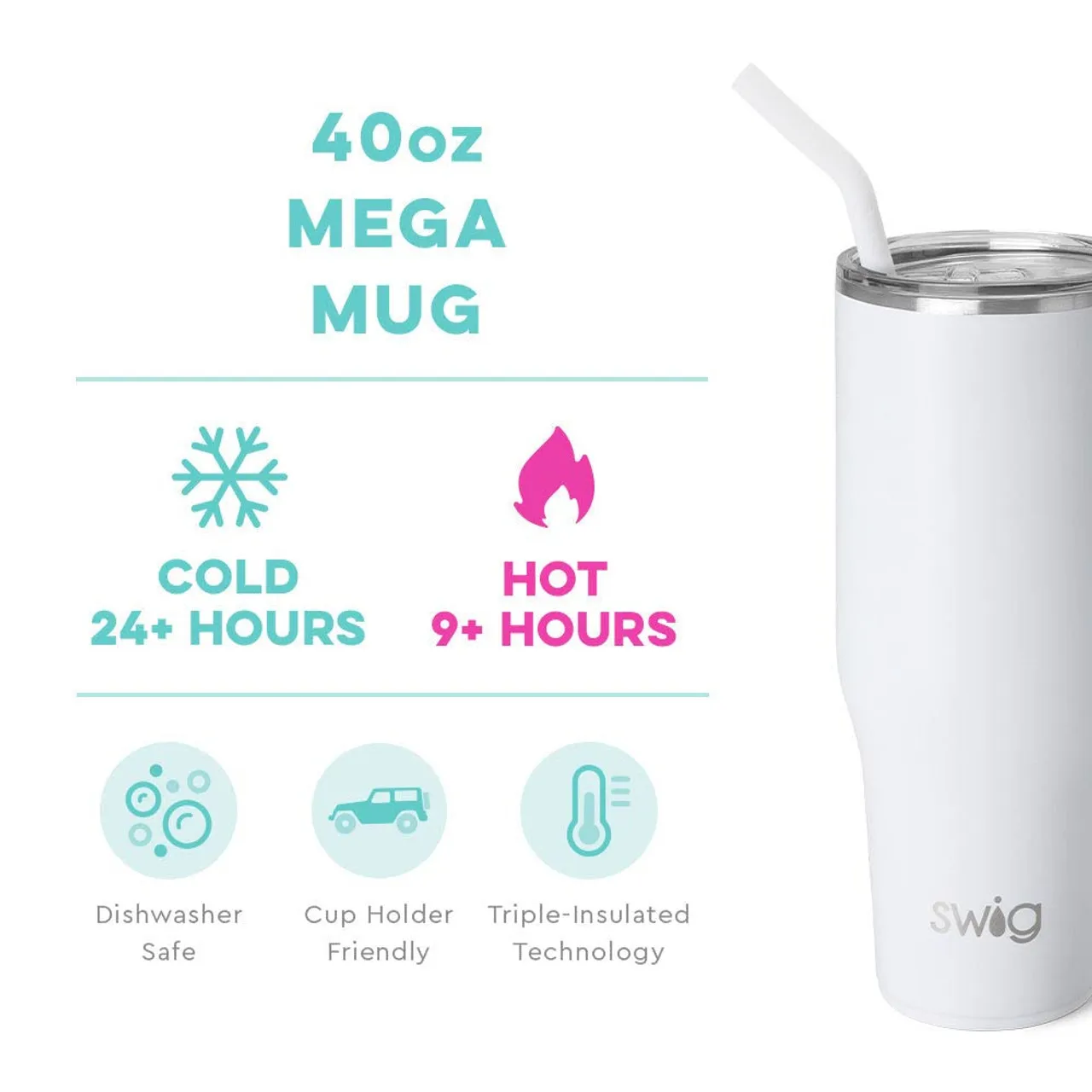 Swig Life 40 oz Mega Mug - Hot Pink