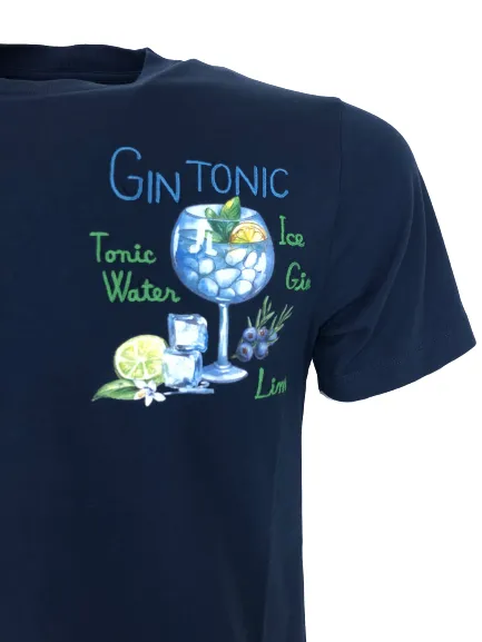 T-SHIRT UOMO BLU GIN TONIC