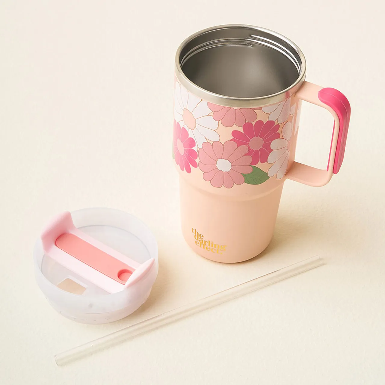 The Darling Effect 20 oz Mini On-The-Go Tumbler - Daisy Craze Hot Pink