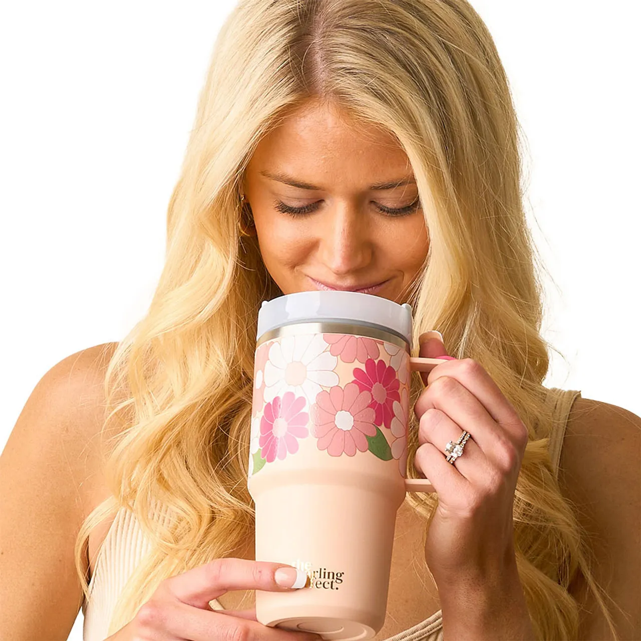 The Darling Effect 20 oz Mini On-The-Go Tumbler - Daisy Craze Hot Pink