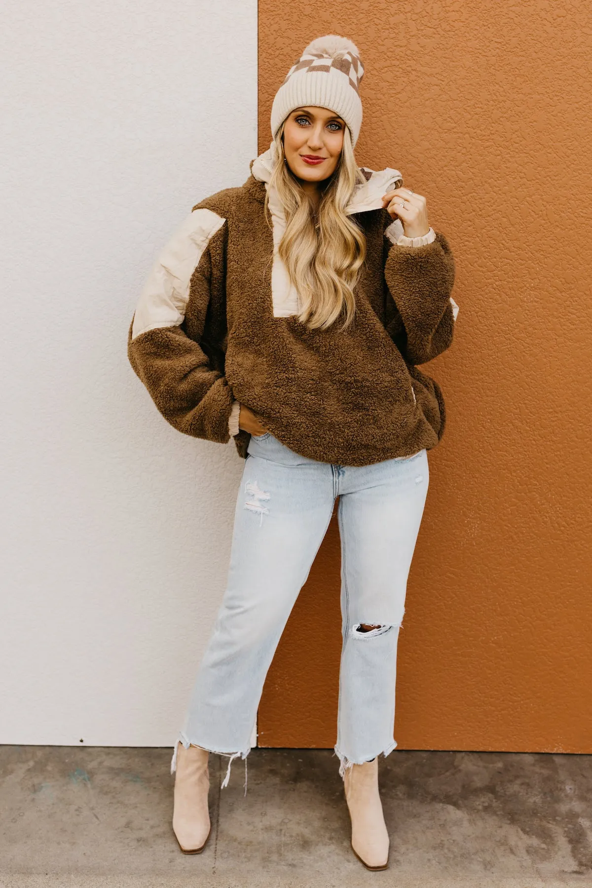 The Louie Hooded Sherpa Pullover Top  - FINAL SALE