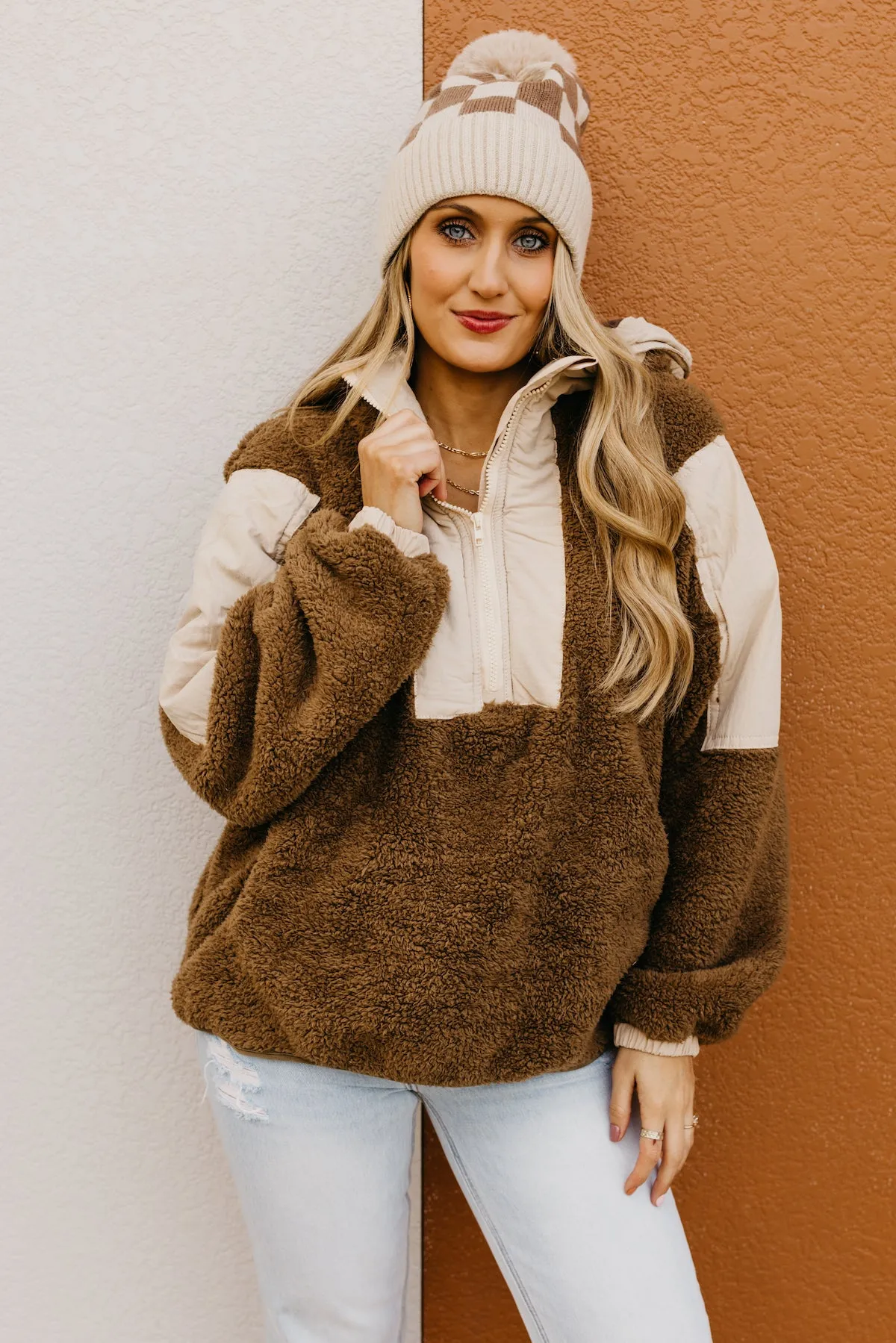 The Louie Hooded Sherpa Pullover Top  - FINAL SALE