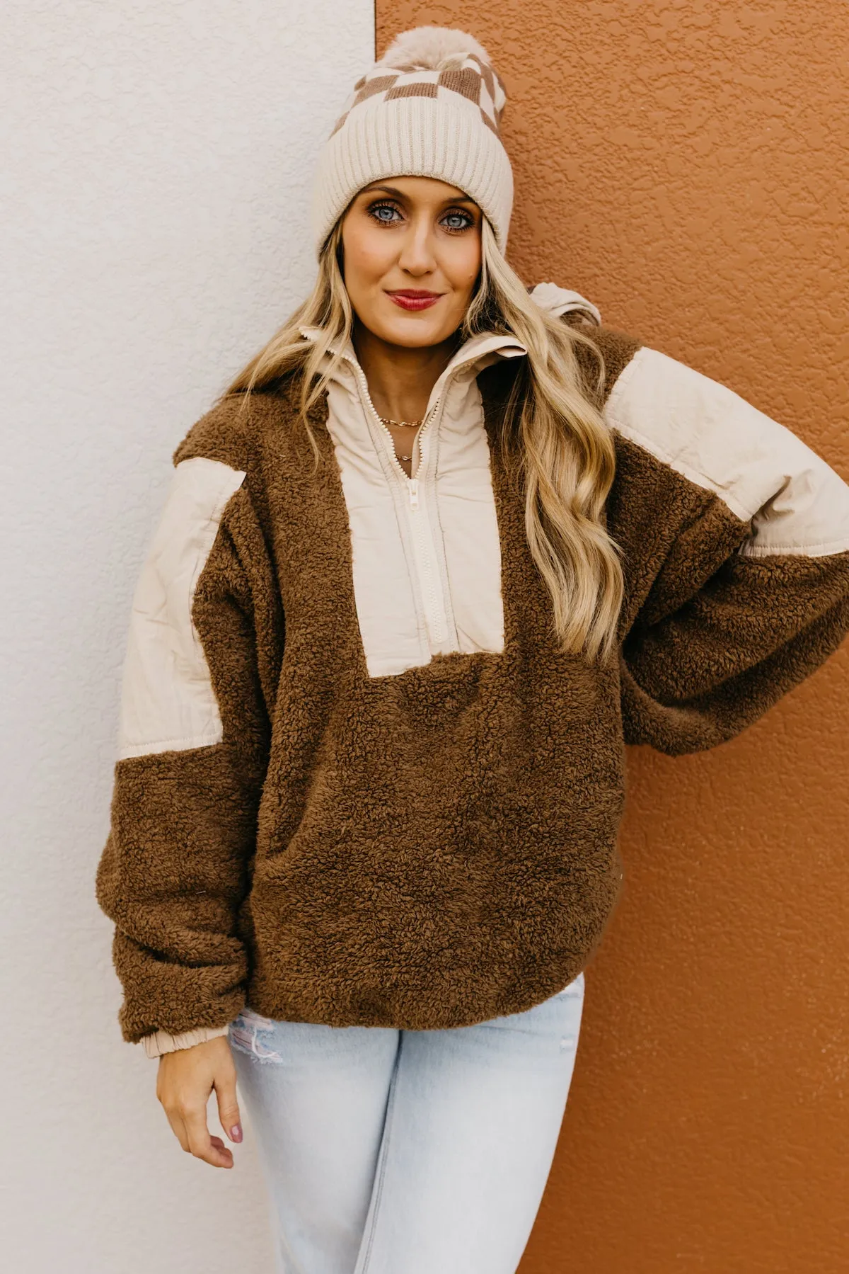 The Louie Hooded Sherpa Pullover Top  - FINAL SALE