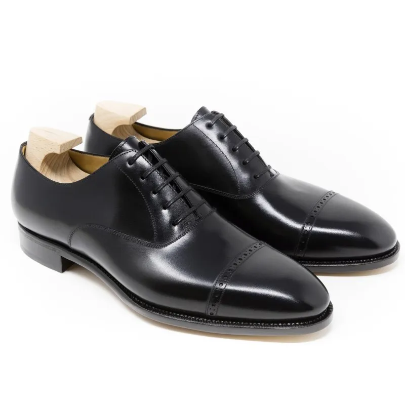 TLB Artista Brogued Cap Toe Oxford Black