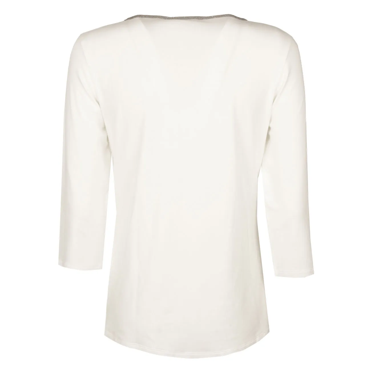 T.SHIRT IN VISCOSA STRETCH Donna Off-White & Taupe