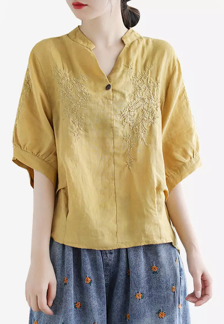 Twenty Eight Shoes VANSA Cotton Plus Size Embroidered Shirt  VCW-Bs8931