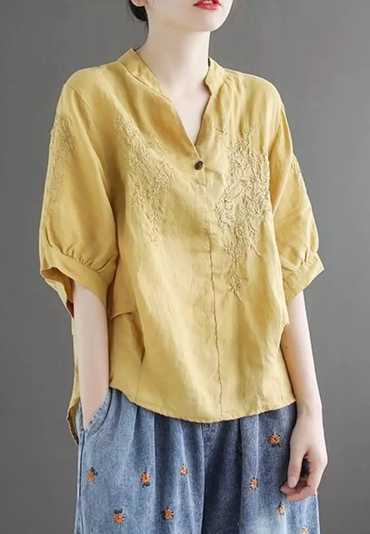 Twenty Eight Shoes VANSA Cotton Plus Size Embroidered Shirt  VCW-Bs8931