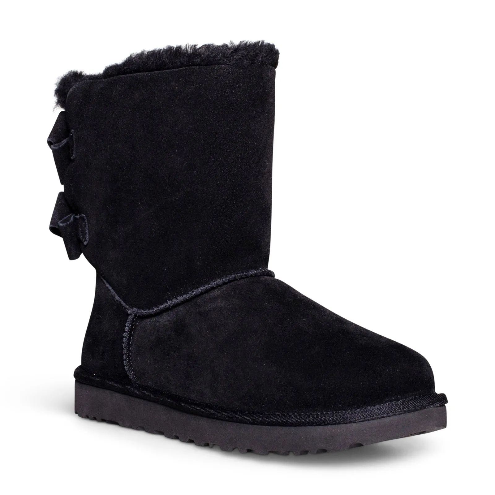 UGG Bailey Suede Bow Black Boots - Women's