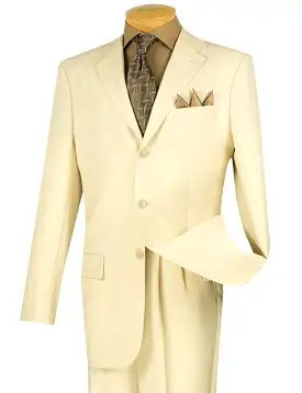 Vinci Regular Fit 2 Piece 3 Button Suit (Ivory) 3PP