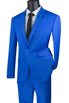 Vinci Slim Fit 2 Piece 2 Button Suit (Royal) SC900-12