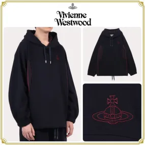 Vivienne Westwood  |Long Sleeves Plain Cotton Logo Hoodies