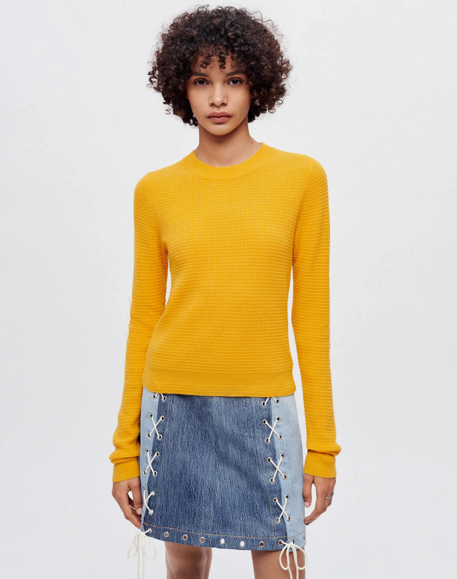 Waffle Slim Pullover - Clementine