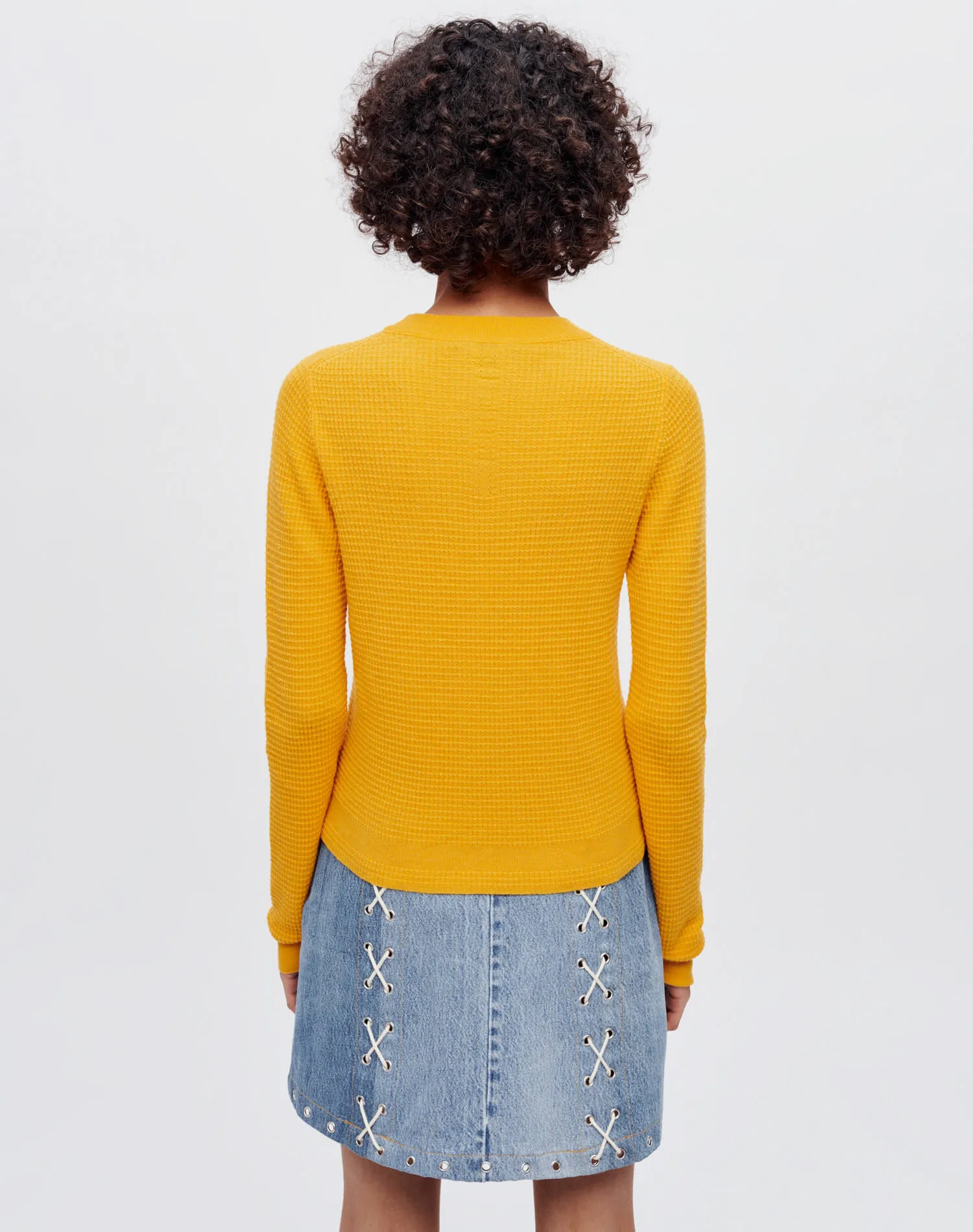 Waffle Slim Pullover - Clementine