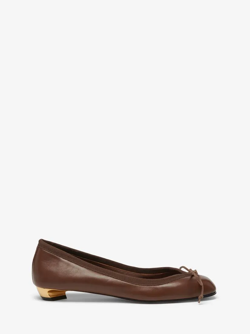 Women's Armadillo Ballet Flat in Walnut/gold