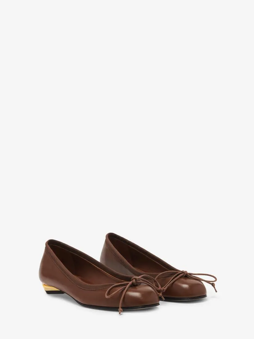 Women's Armadillo Ballet Flat in Walnut/gold