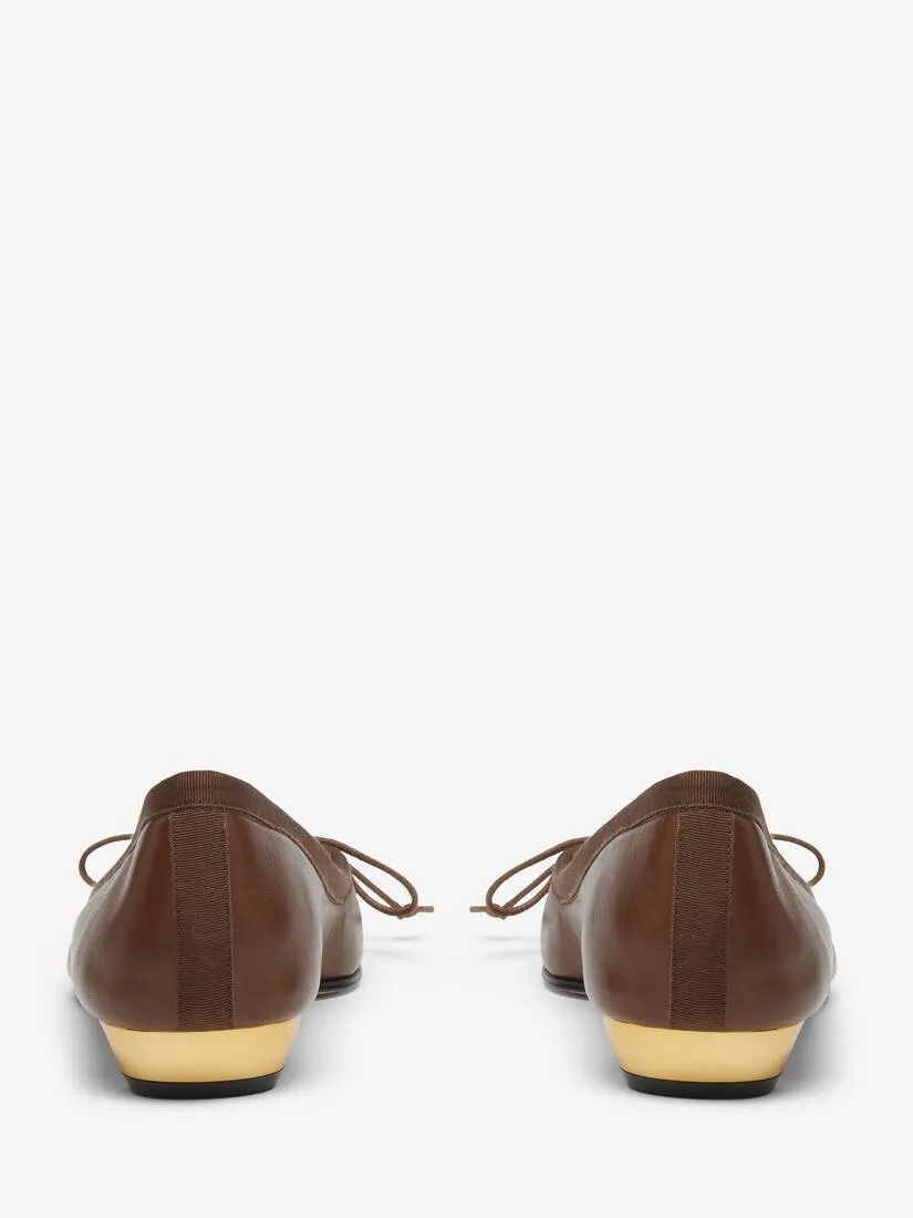 Women's Armadillo Ballet Flat in Walnut/gold