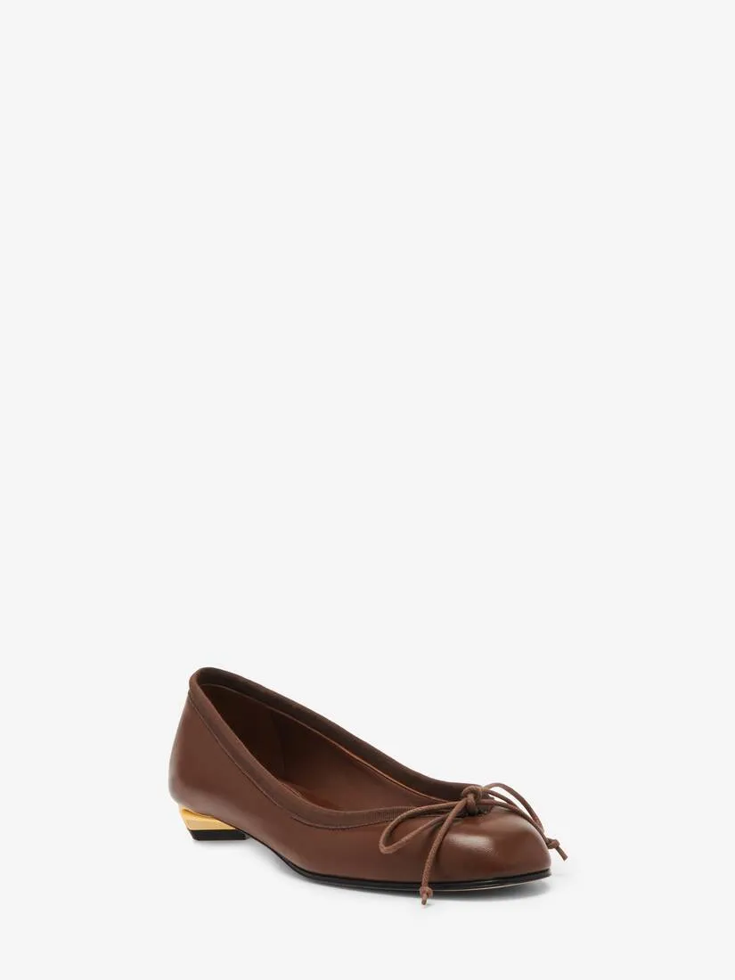 Women's Armadillo Ballet Flat in Walnut/gold