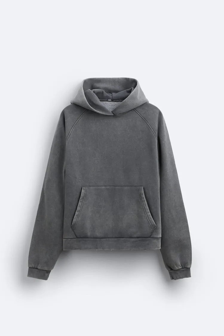 ZARA  |Long Sleeves Plain Cotton Hoodies