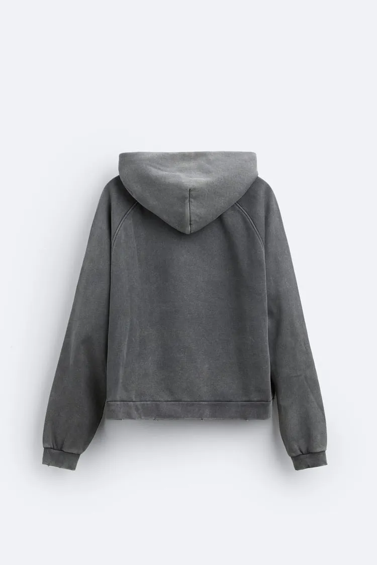 ZARA  |Long Sleeves Plain Cotton Hoodies