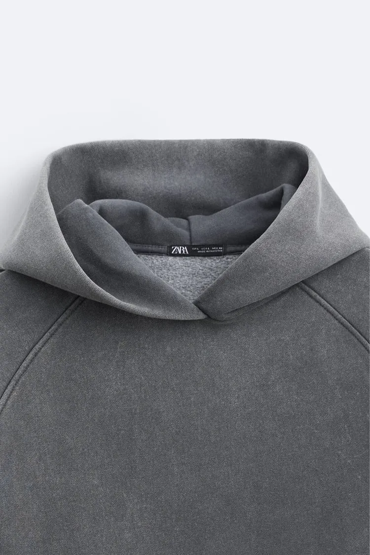 ZARA  |Long Sleeves Plain Cotton Hoodies